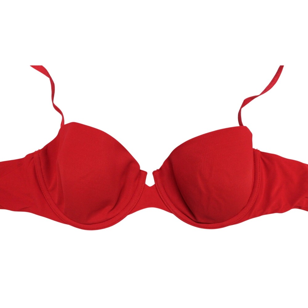 VERY SEXY For VICTORIA'S SECRET Red UNDERWIRE Lined PUSH-UP WITH PADDING BRA 34C